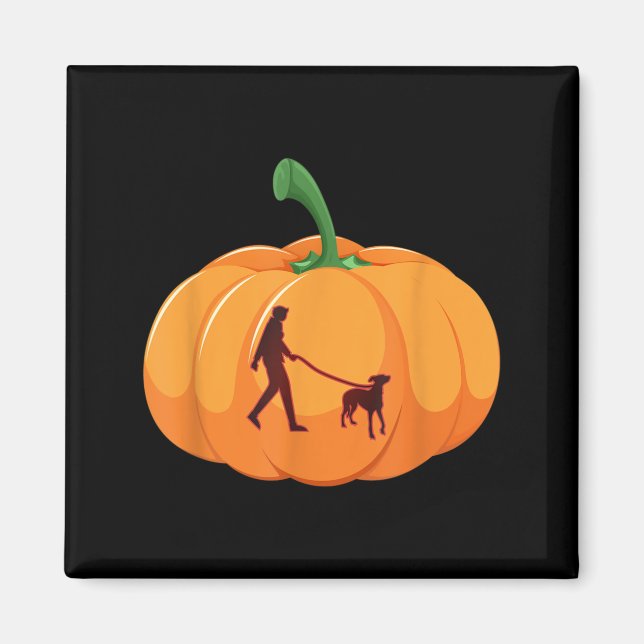 Íman Cachorro Galgo Andando Abóbora de Halloween Cachor (Frente)