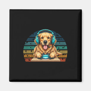 Íman Cachorro Gamer Engraçado Com Fone de Ouvido e Cont