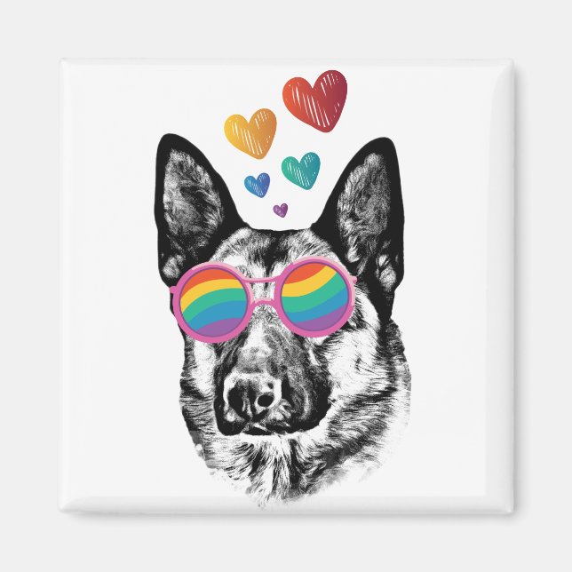 Íman Cachorro german shepherd com Dia de os namorados d (Frente)