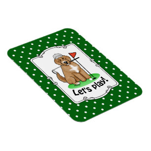 Íman Cachorro Goldendoodle Jogando Golfe (whmk2 vermelh