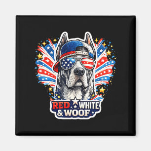 Íman Cachorro grande e divertido vermelho branco e woof