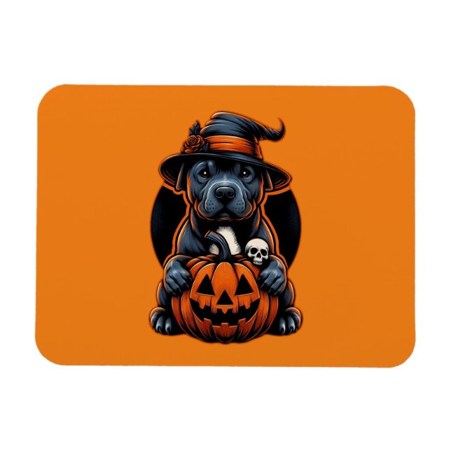 Íman Cachorro Halloween - Bruxa Pitbull (Horizontal)