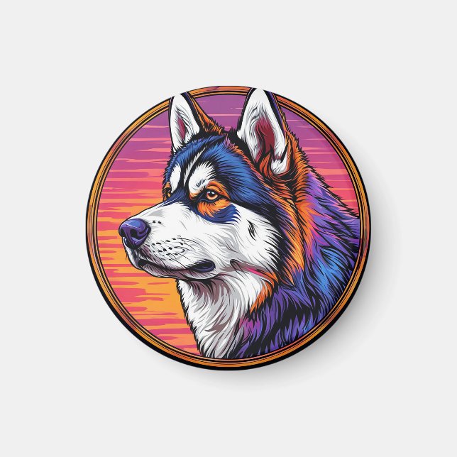 Íman Cachorro Husky de Desenho Animado (Frente)