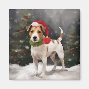 Íman Cachorro Jack Russell na Neve Natal