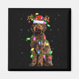 Íman Cachorro Labradoodle Iluminação de Natal Papai Noe