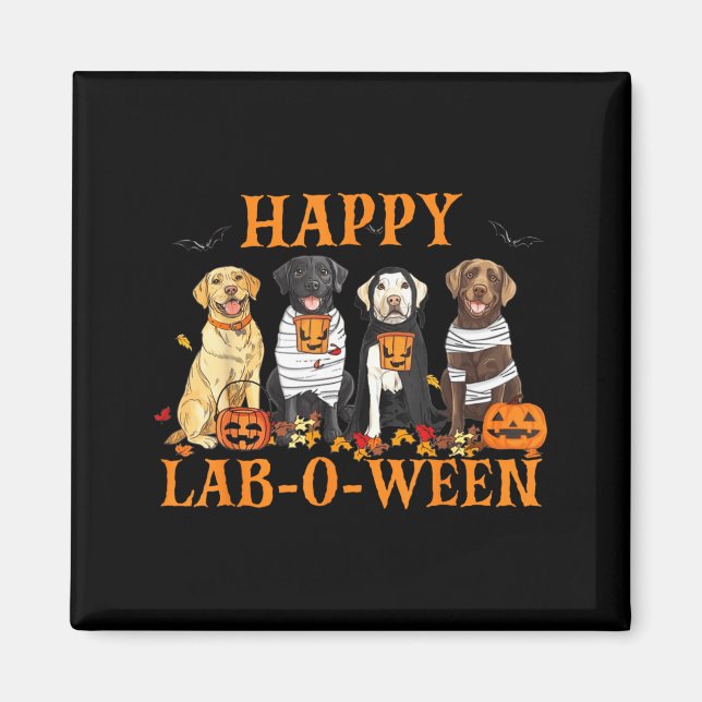 Íman Cachorro Labrador Feliz Lab-O-Ween Temporada de Ha (Frente)