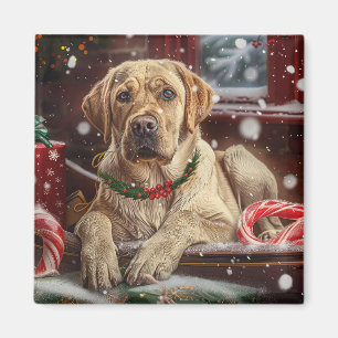 Íman Cachorro Labrador Festa de Natal