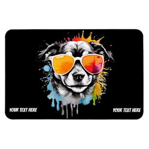 Íman Cachorro Legal bonito com óculos de sol