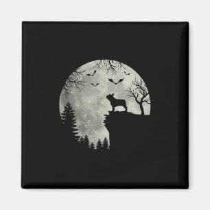 Íman Cachorro Lua Uivo Na Floresta Halloween Cachorro F