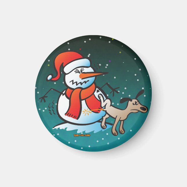 Íman Cachorro mijando num boneco de neve (Frente)