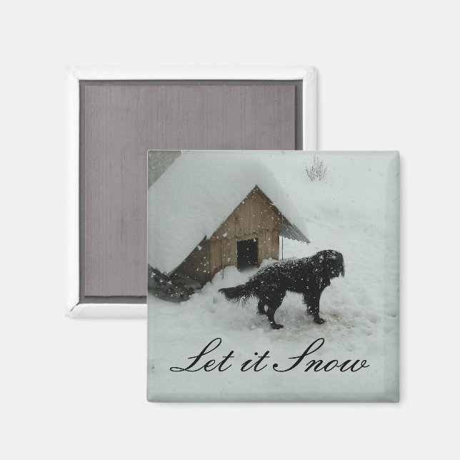 Íman Cachorro na neve por cachorro (Front/Back)