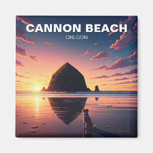 Íman Cachorro na praia de Cannon, Oregon