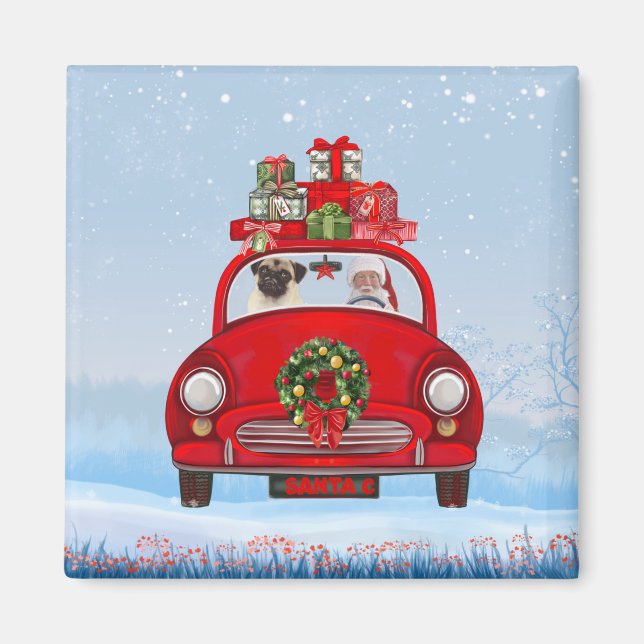Íman Cachorro No Carro Com Papai Noel (Frente)