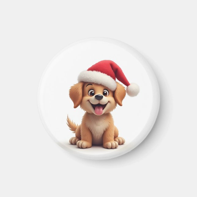 Íman Cachorro no chapéu de Papai Noel (Frente)