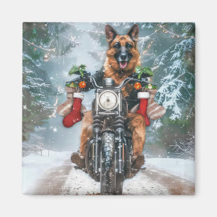 Íman Cachorro Pastor Alemão Pilotando Moto Natal 