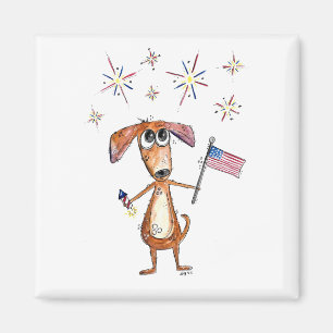 Íman Cachorro Patriótico Branco Cujo Bandeira É
