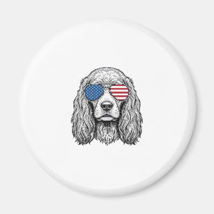 Íman Cachorro Patriótico com Óculos de Sol de Bandeira