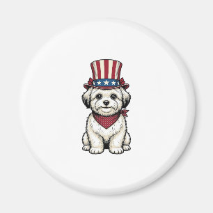 Íman Cachorro Patriótico Desenho Vetorial de Gravura Vi