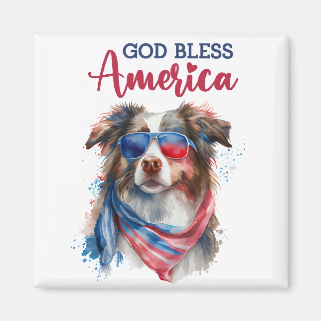 Íman Cachorro Patriótico-Pastor Australiano (Frente)