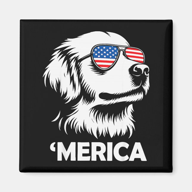 Íman Cachorro patriótico retriever dourado merica 4 de  (Frente)