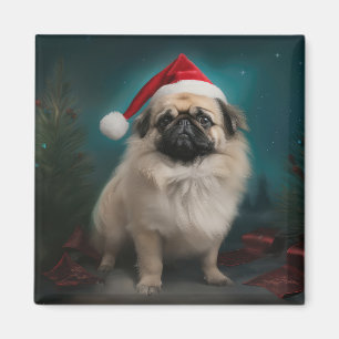 Íman Cachorro Pekingês no Natal da Neve