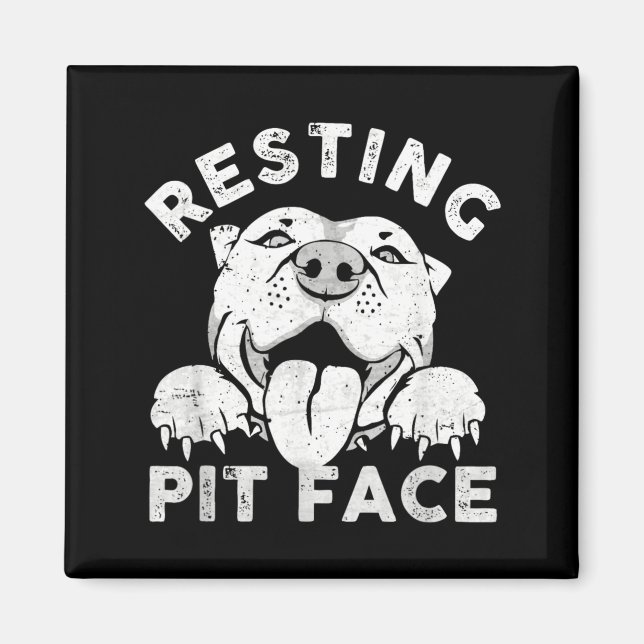 Íman Cachorro Pitbull Descansando Cara de Pit Sarcasmo  (Frente)