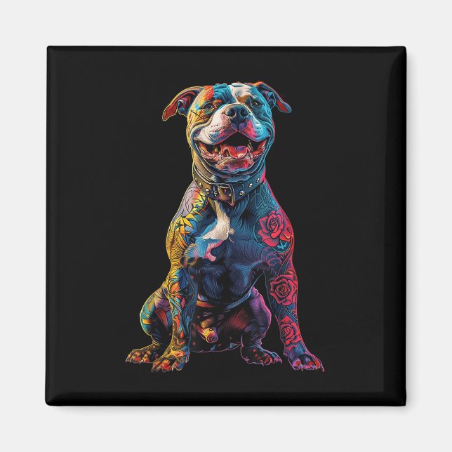 Íman Cachorro Pitbull Tatuado Cachorro Pitbull Cachorro (Frente)