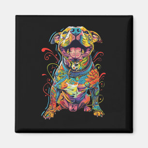 Íman Cachorro Pitbull Tatuado Colorido Cachorro Tatuado