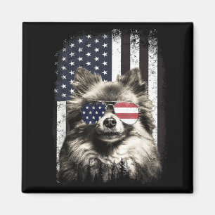 Íman Cachorro Pomerânia Bandeira Americana 4 De Julho Ó