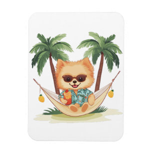 Íman Cachorro Pomerano Em Camisa Hammock Havaiana