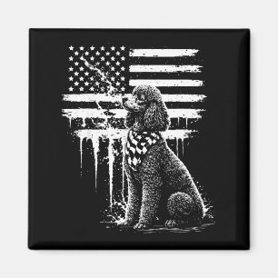 Íman Cachorro Poodle bandeira americana usa 4 de julho 