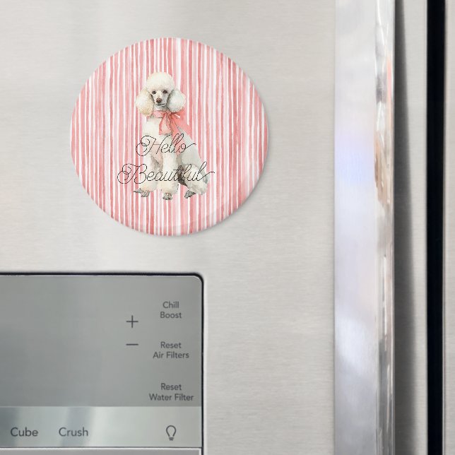 Íman Cachorro Poodle Branco Olá Bonito (In Situ (Fridge))