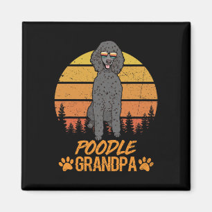 Íman Cachorro Poodle Padrão Preto Legal Vovô Dia dos Pa