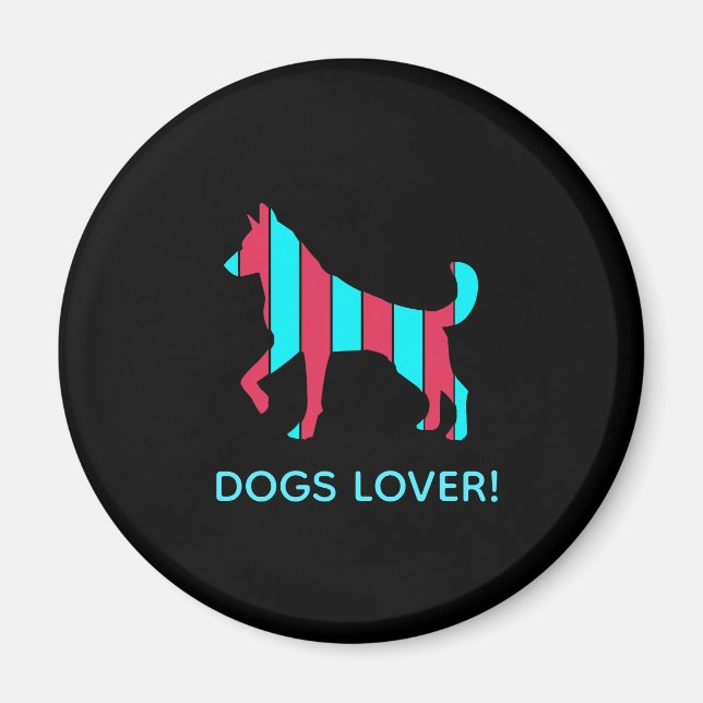 Íman Cachorro - Pop de Pet-Art, Abstrato Azul e Vermelh (Frente)