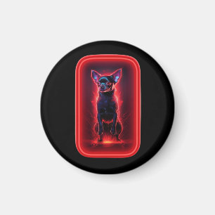 Íman Cachorro Preto Chihuahua Dança sob Luz Vermelha Ne