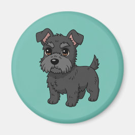 Íman Cachorro Preto Fofo do Terrier Escocês Verde