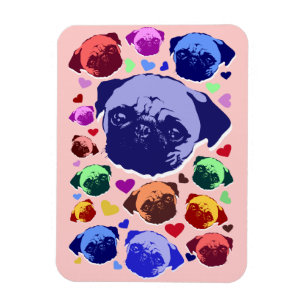 Íman Cachorro Pug Filhote PopArt Estilo Retro