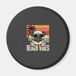 Íman Cachorro Pug Vibrações da Praia Pôr do Sol