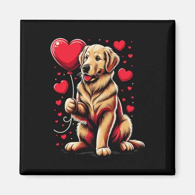 Íman Cachorro Retriever Dourado Dia dos Namorados Dono  (Frente)