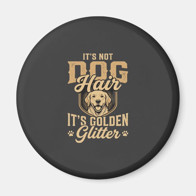 Íman Cachorro Retriever Dourado Engraçado Cabelo Brilho (Frente)