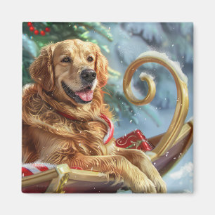 Íman Cachorro Retriever Dourado Natal Festivo