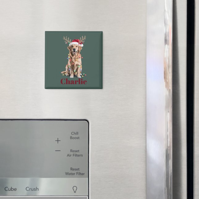 Íman Cachorro Retriever Dourado Natal Nome Personalizad (In Situ (Fridge))