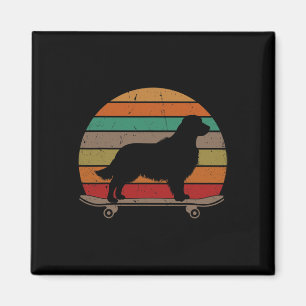 Íman Cachorro Retriever Dourado Skate Vintage Engraçado