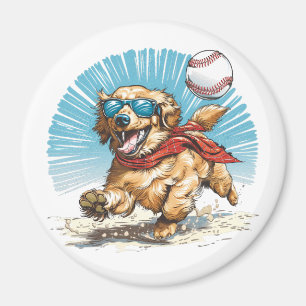 Íman Cachorro Retriever ouro Jogando Baseball