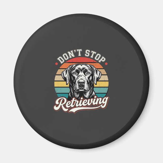 Íman Cachorro Retro Labrador Não Para de Buscar (Frente)