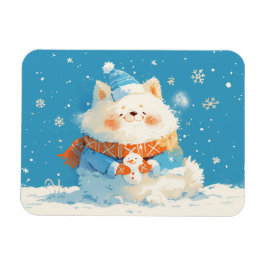 Íman Cachorro Samoyed Aconchegante com Mini Boneco de N