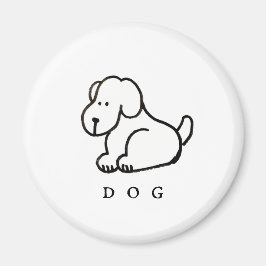 Íman Cachorro Sentado Cartoon Engraçado