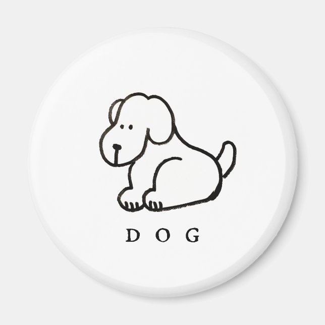 Íman Cachorro Sentado Cartoon Engraçado (Frente)