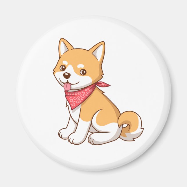 Íman Cachorro Shiba Inu cartoon fofo (Frente)