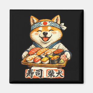 Íman Cachorro shiba inu engraçado comendo sushi comida